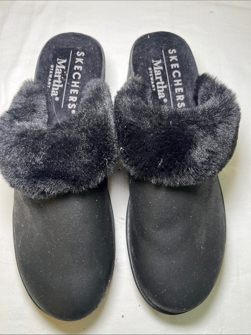 Skechers Black Plush Slide Slippers